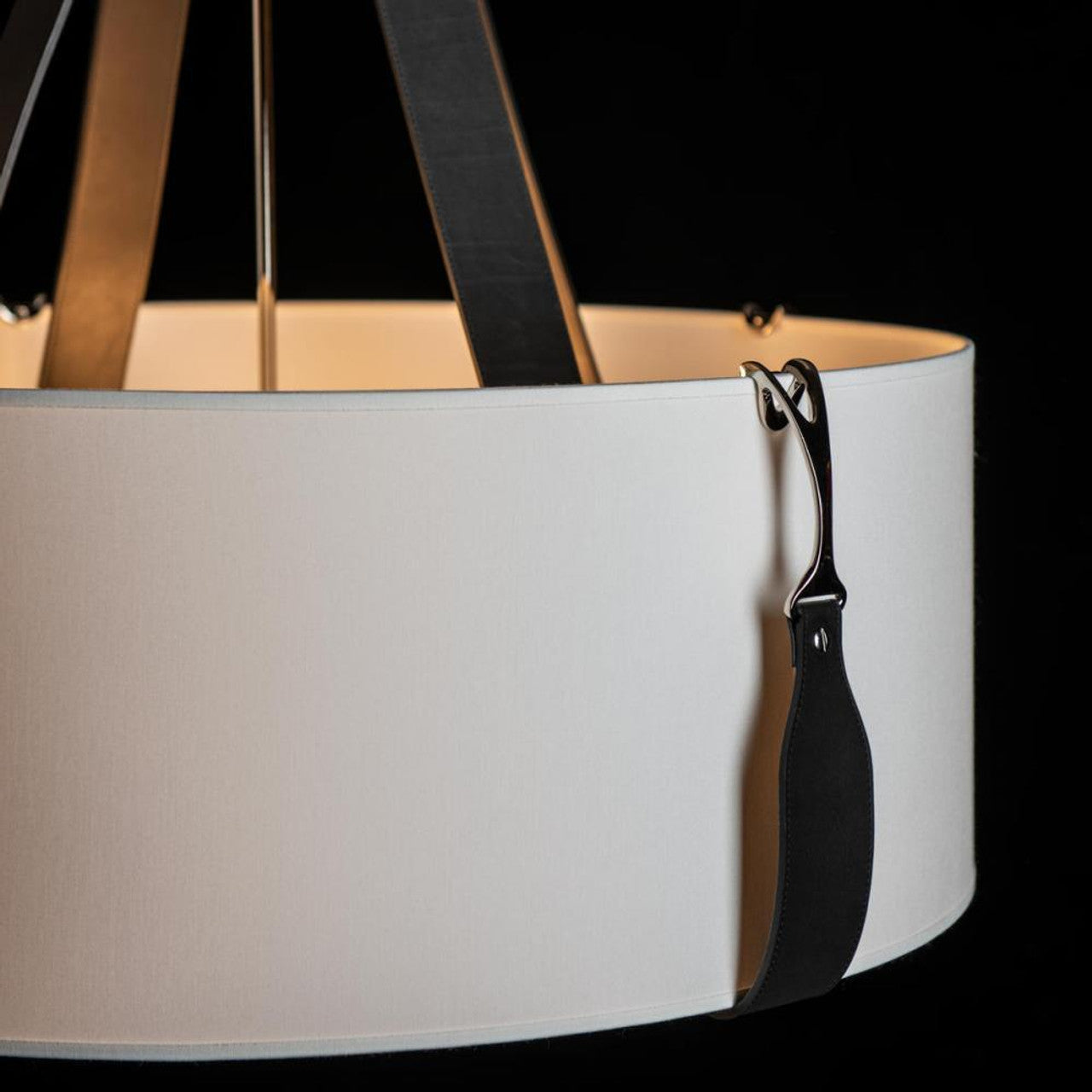 Saratoga Large Pendant, 4-Lights, Polished Nickel, Natural Anna Shade, 31.9"W (104072-SKT-24-LB-SF2812 5DL2M3)