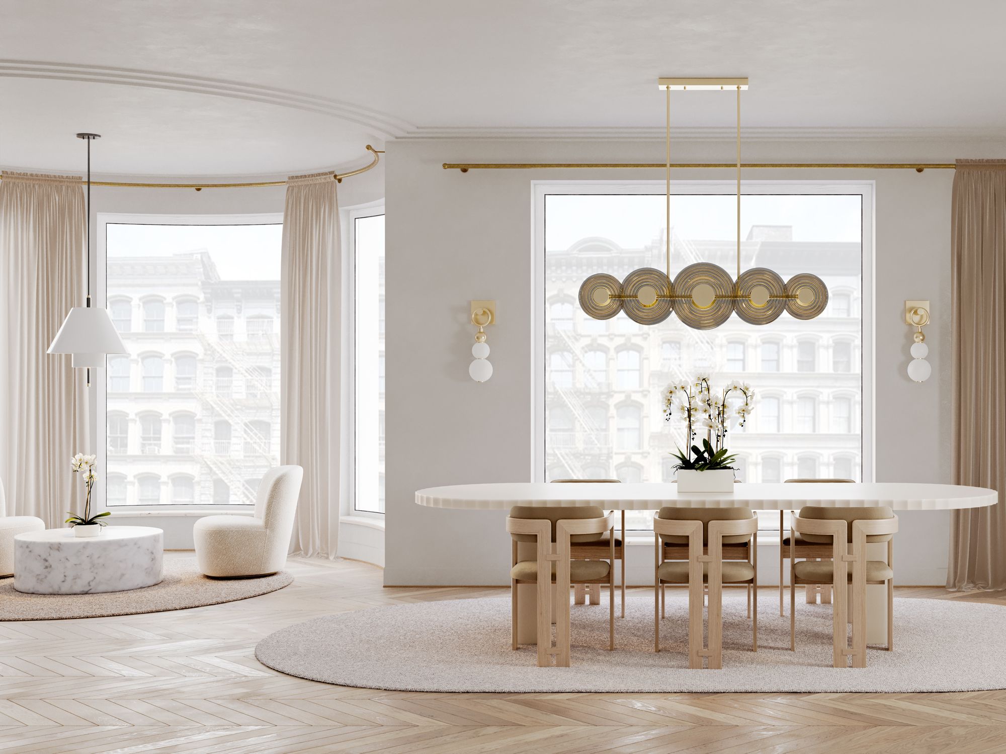 Griston 53" Wide Aged Brass 10-Light LED Linear Pendant