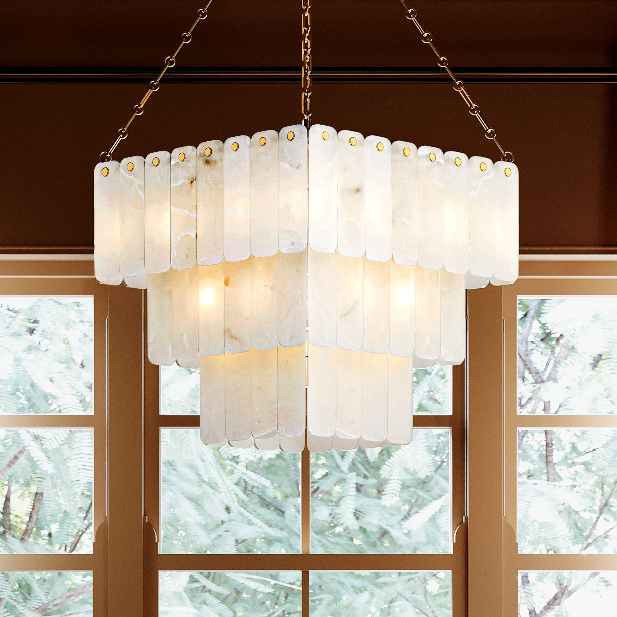 Moissanite 26" 33-Light. Aged Brass Chandelier