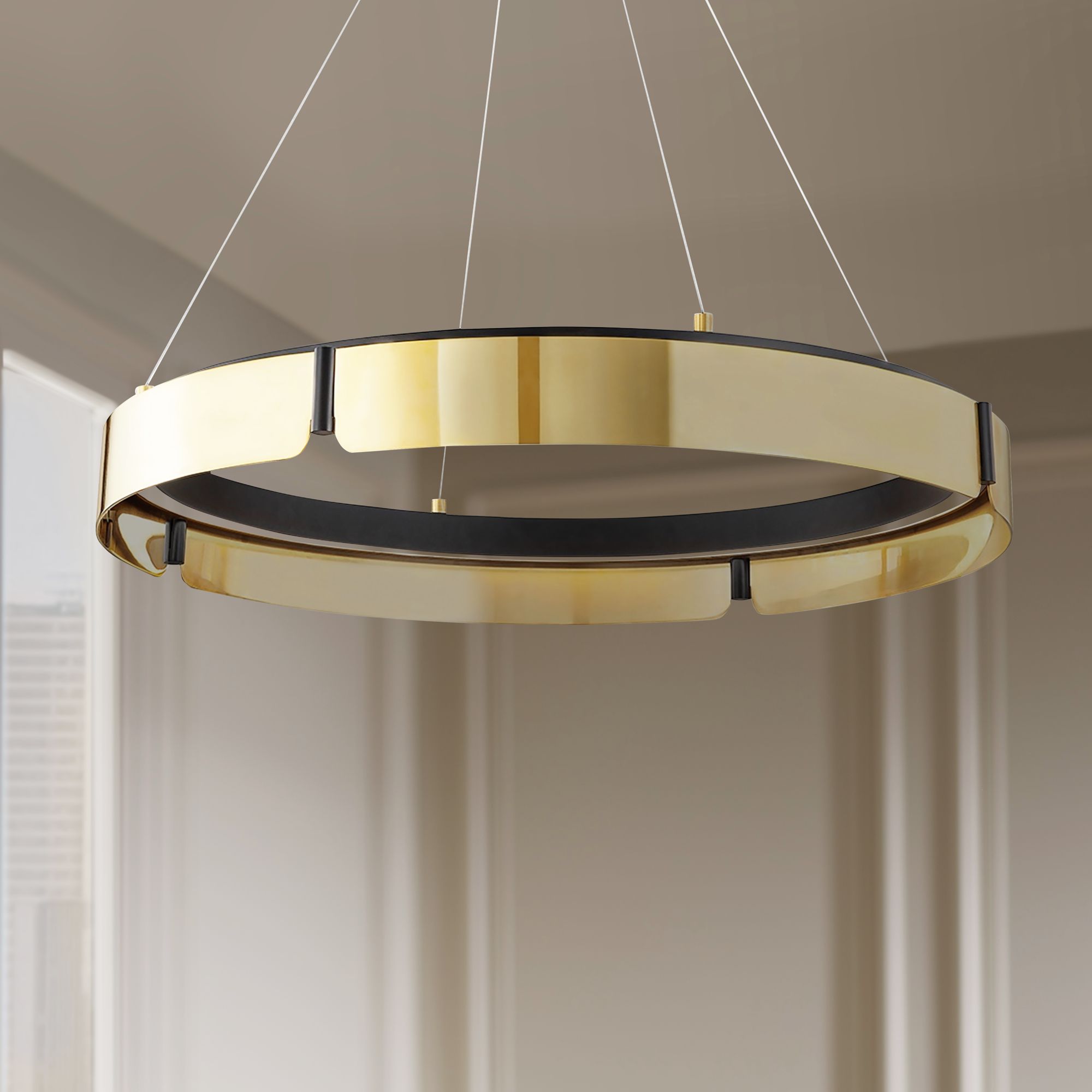 Tribeca 32.75" Wide Aged Brass/black Medium Chandelier