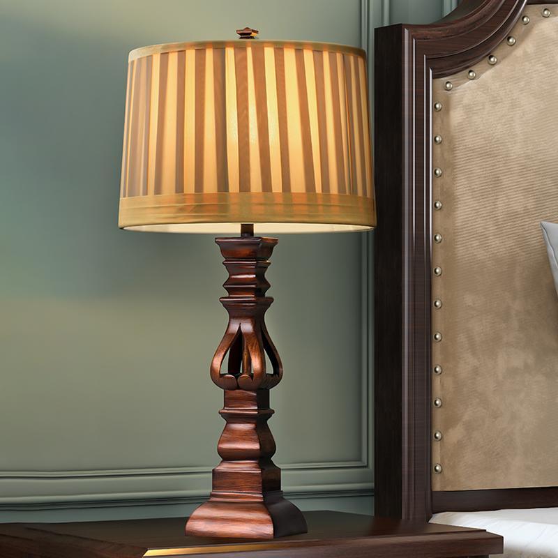 Stripe Drum Shade Antique Rustic Table Lamp