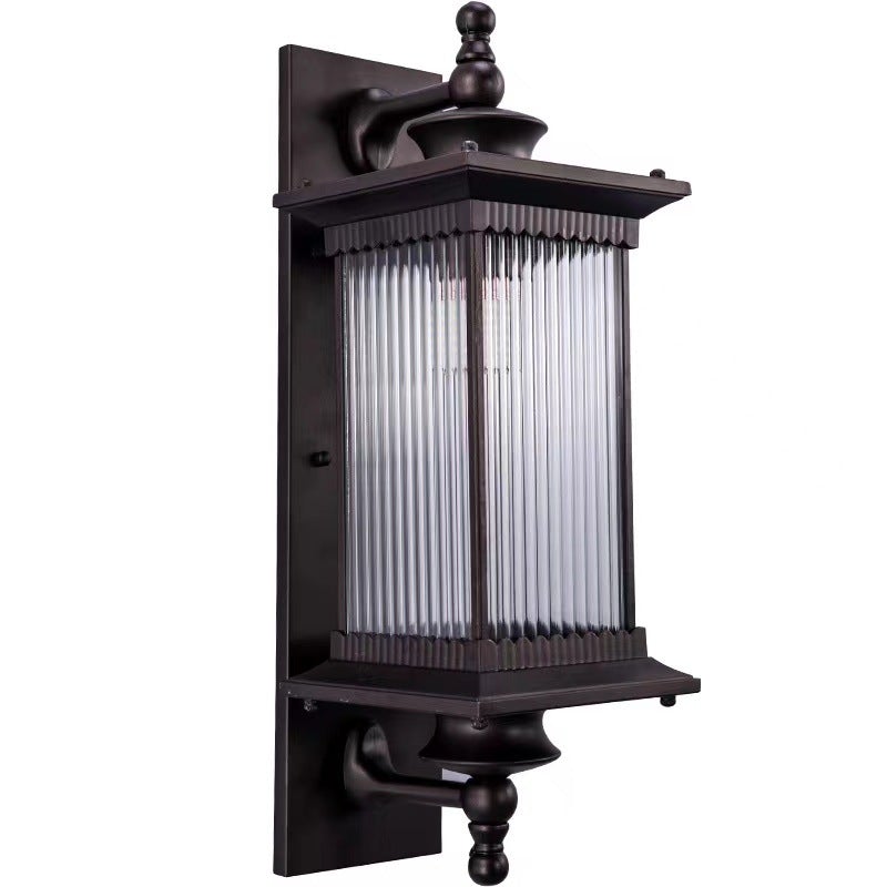Vintage Striped Glass Waterproof LED Retro Solar Exterior Wall Fixtures, Outdoor Wall Light, detail 11