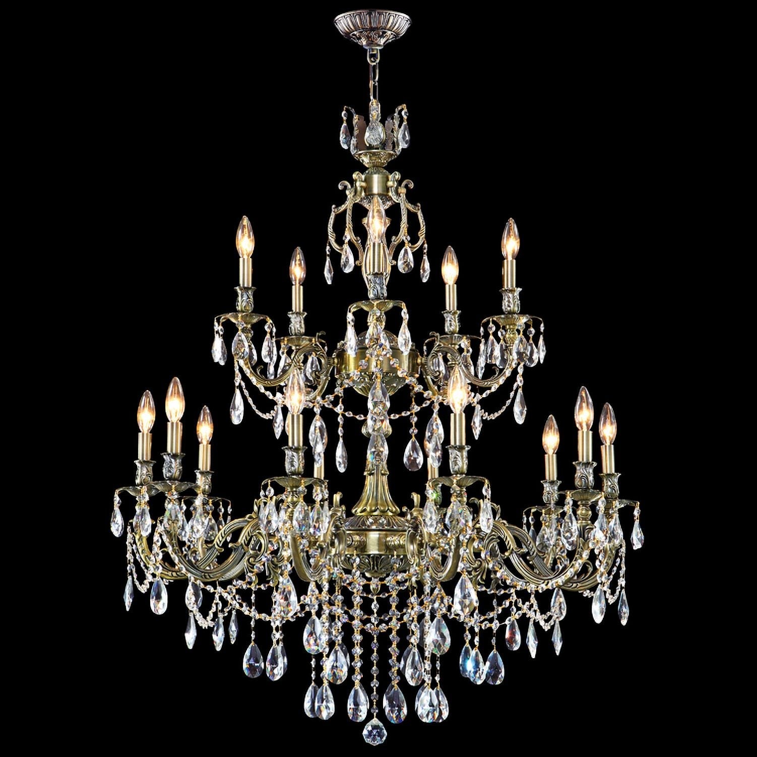 James R Moder 36" Dia. 15 Arm Cast Aluminum Chandelier