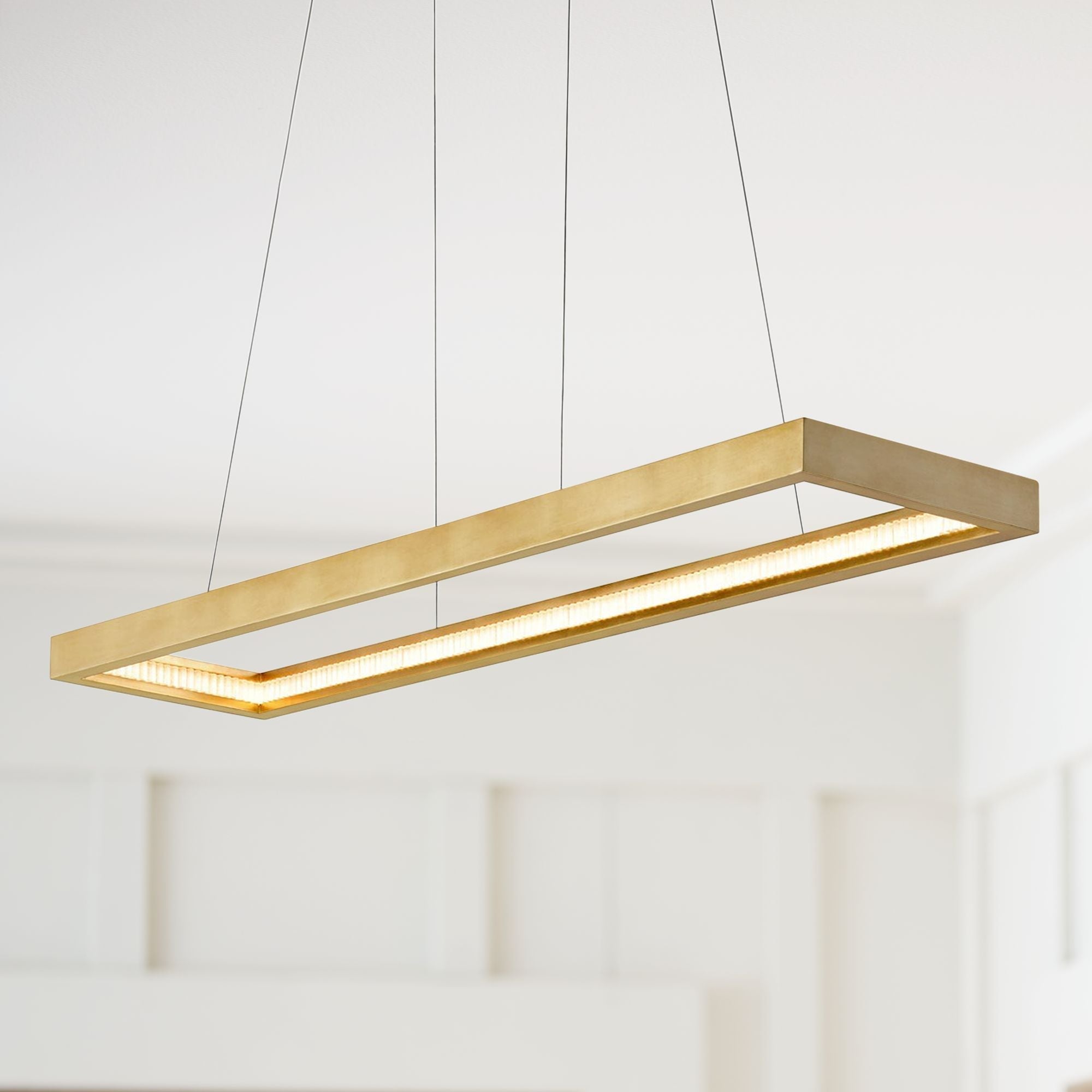 Jasmine 60" Wide Gold Leaf LED Kitchen Linear Pendant