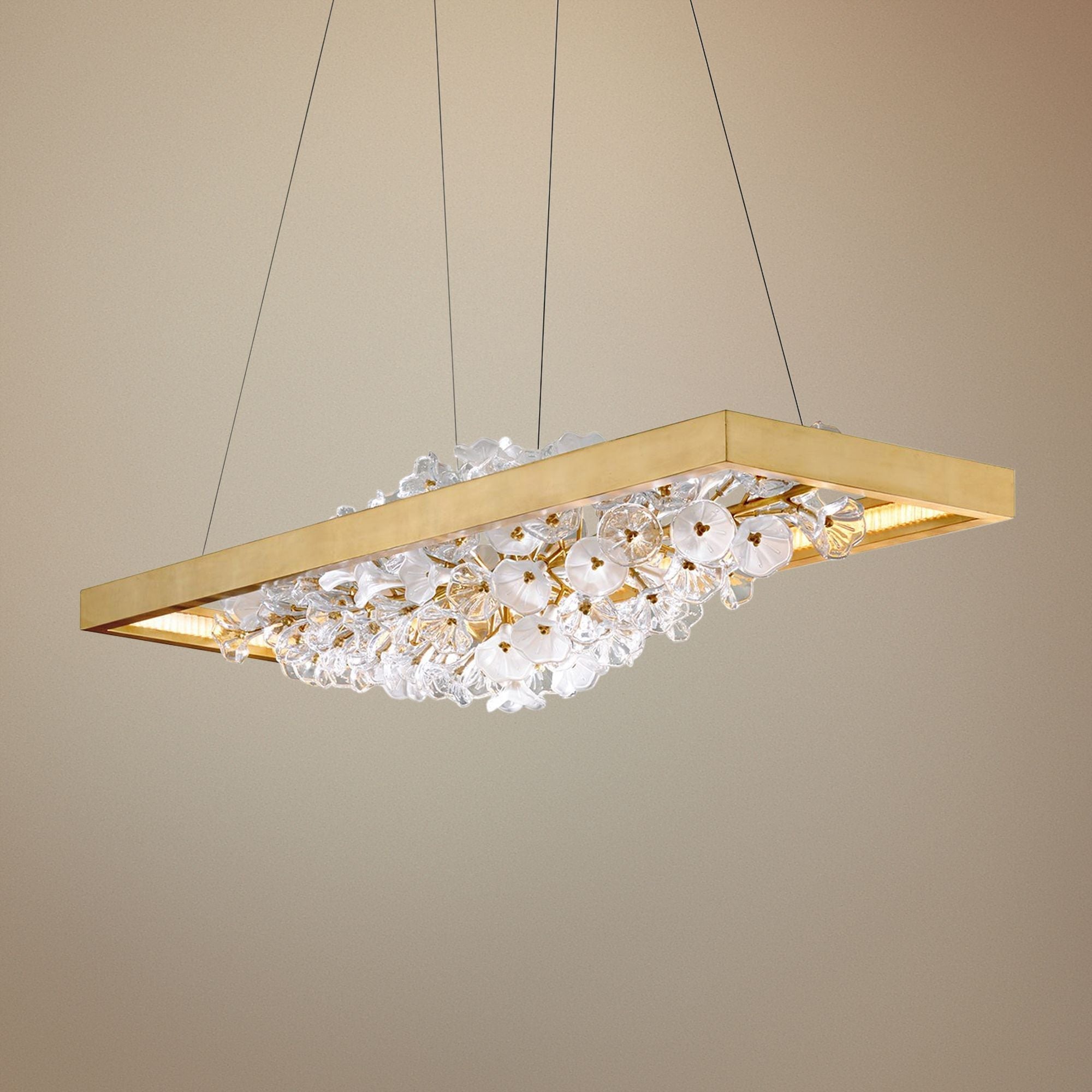 Jasmine 60"W Gold LED Floral Kitchen Linear Pendant