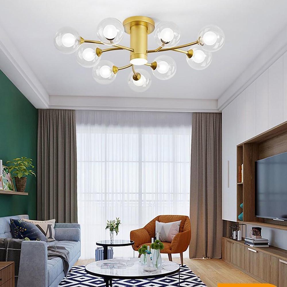 Globe Metal Glass Industrial LED Flush Mount Ceiling