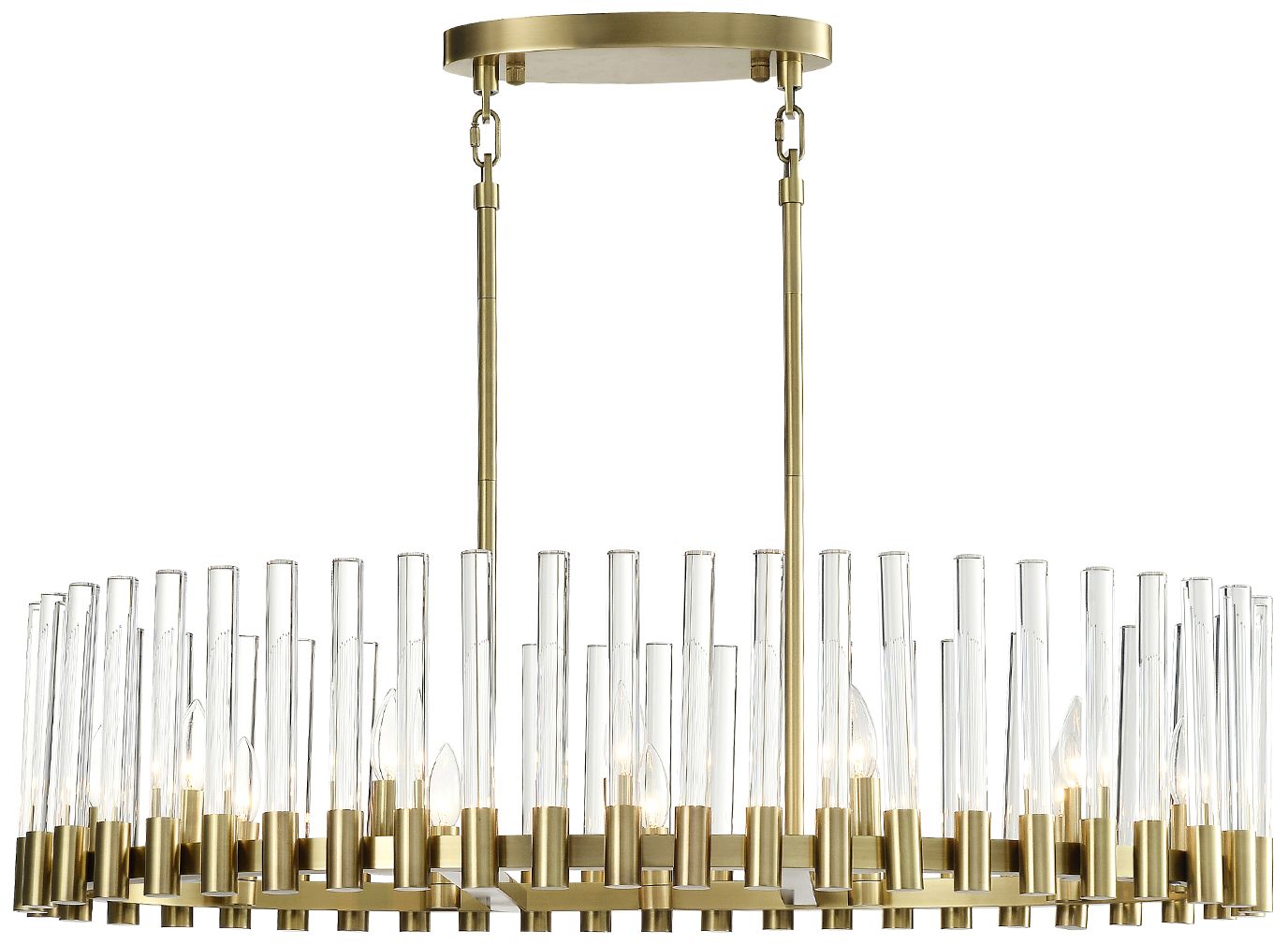 Julian 12-Light 40-Inch Oval Aged Brass Chandelier