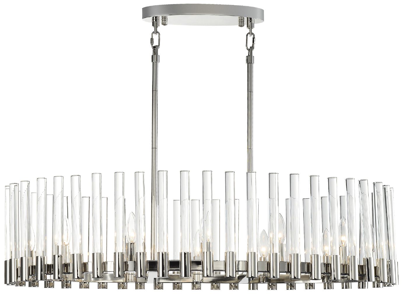 Julian 12-Light 40-Inch Oval Polished Nickel Chandelier