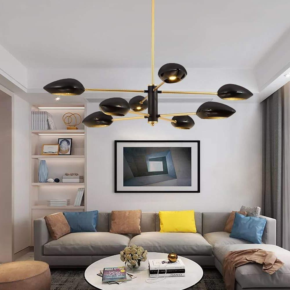 Artistic Black Farmhouse Chandelier with 8 LED Angled