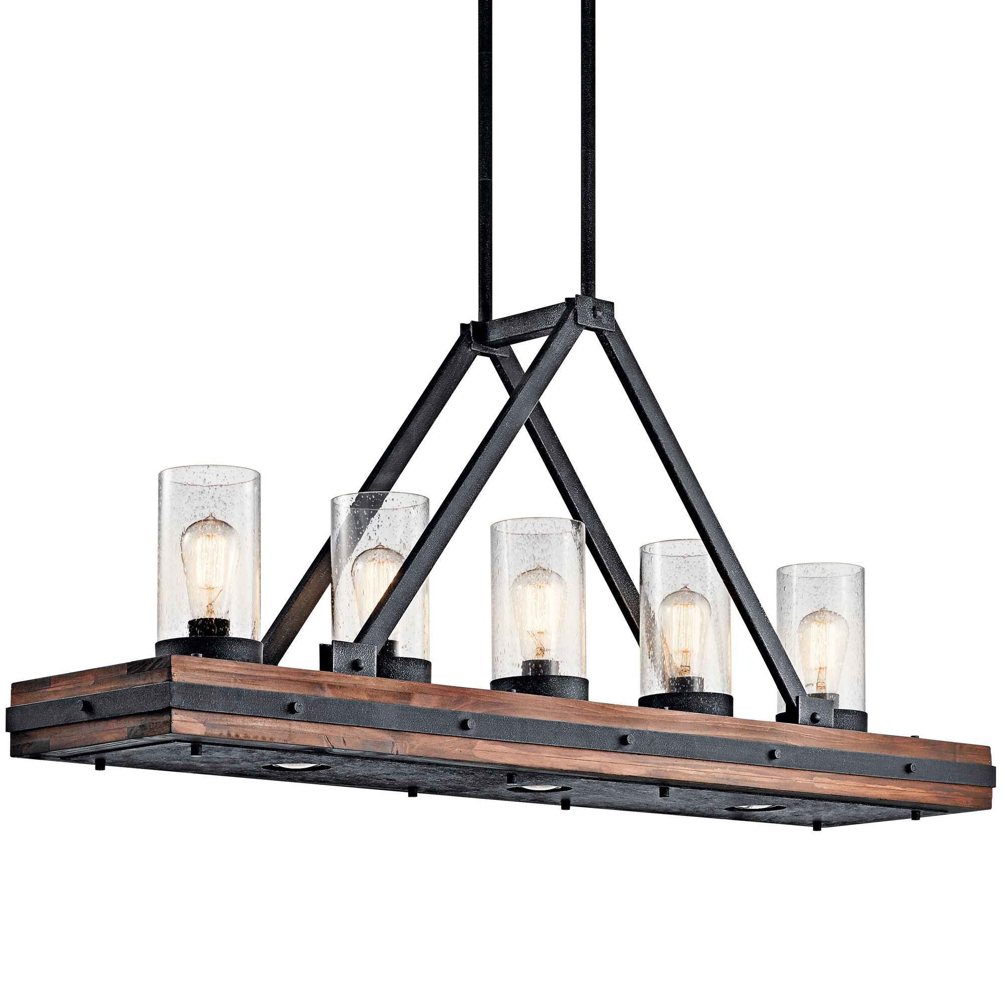 Glass Colerne 46.5" Wide Black Kitchen Chandelier