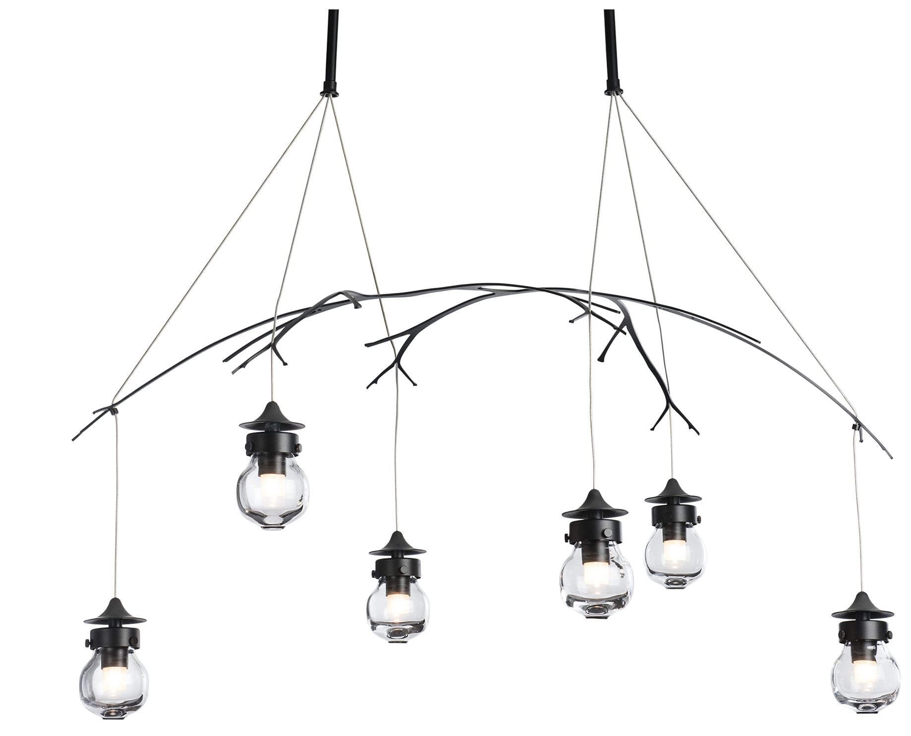 Kiwi 36.8" Black Long with Clear Chandelier