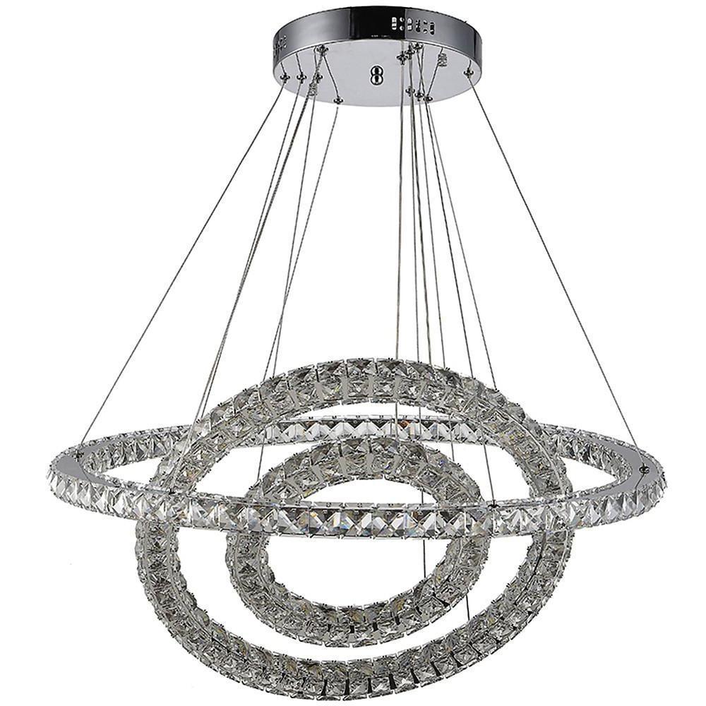LED 3 Rings Gold Crystal Chandelier Concentric Circles