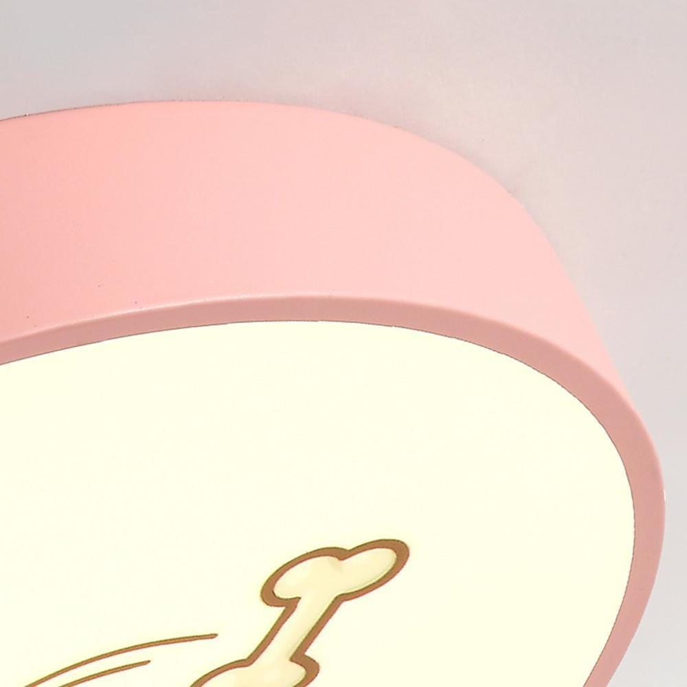 Circular Dog Image Flush Mount Drum Light LED Metal