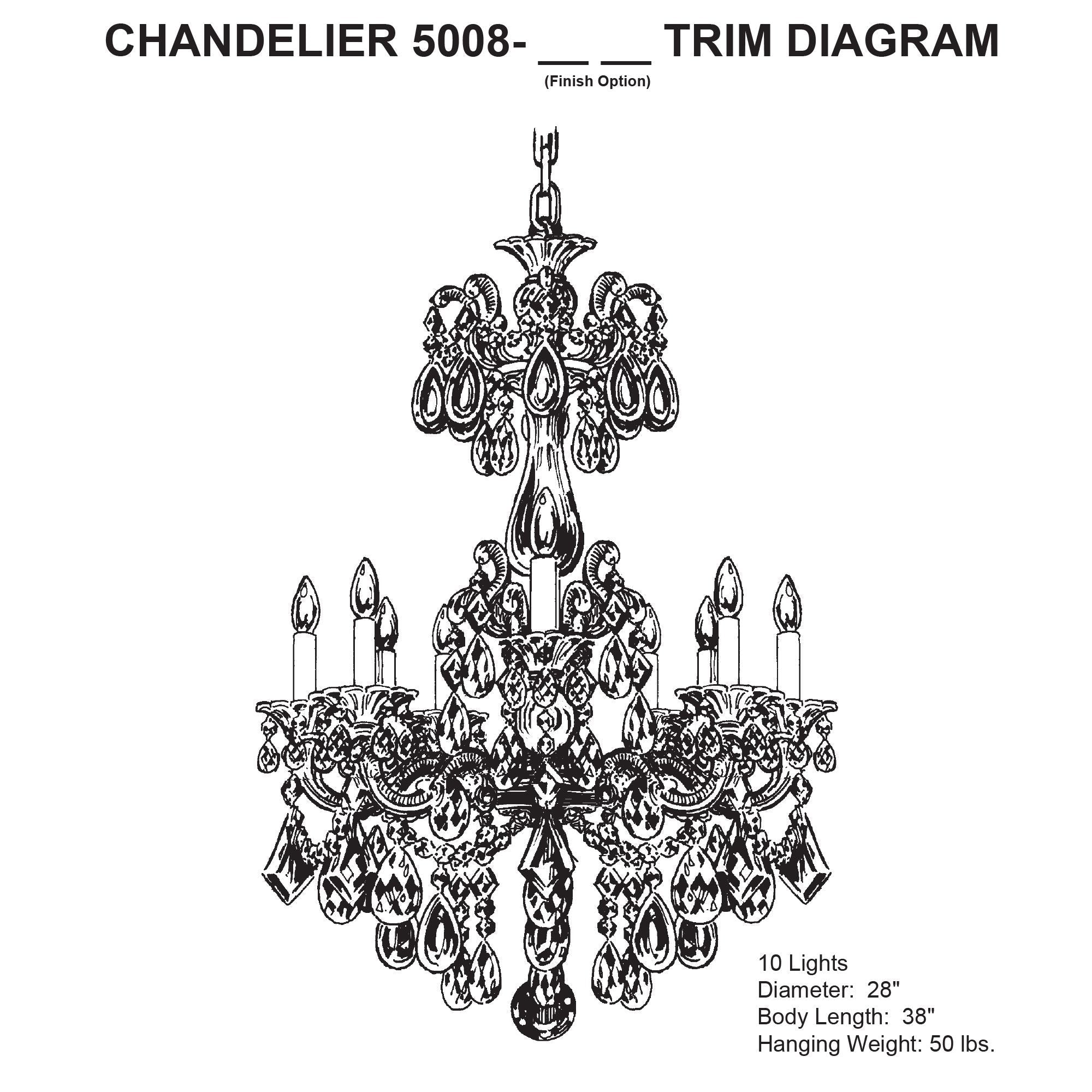La Scala 38"H X 10-Light Crystal Chandelier in Gol