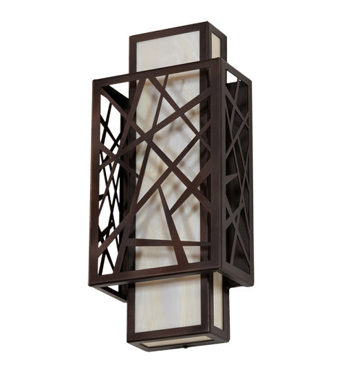 Quadrato 2-Light 18.00" Dark Bronze And White LED Wall Sconce detail view 2