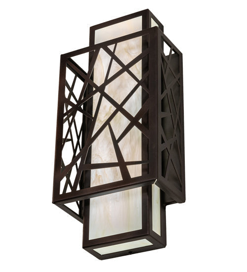 Quadrato 2-Light 18.00" Dark Bronze And White LED Wall Sconce detail view 5
