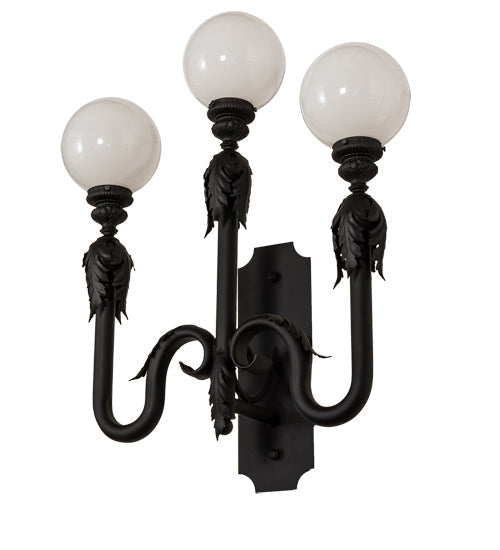 Strasbourg 3-Light 36.00" Fine Textured Black Wall Sconce detail view 2