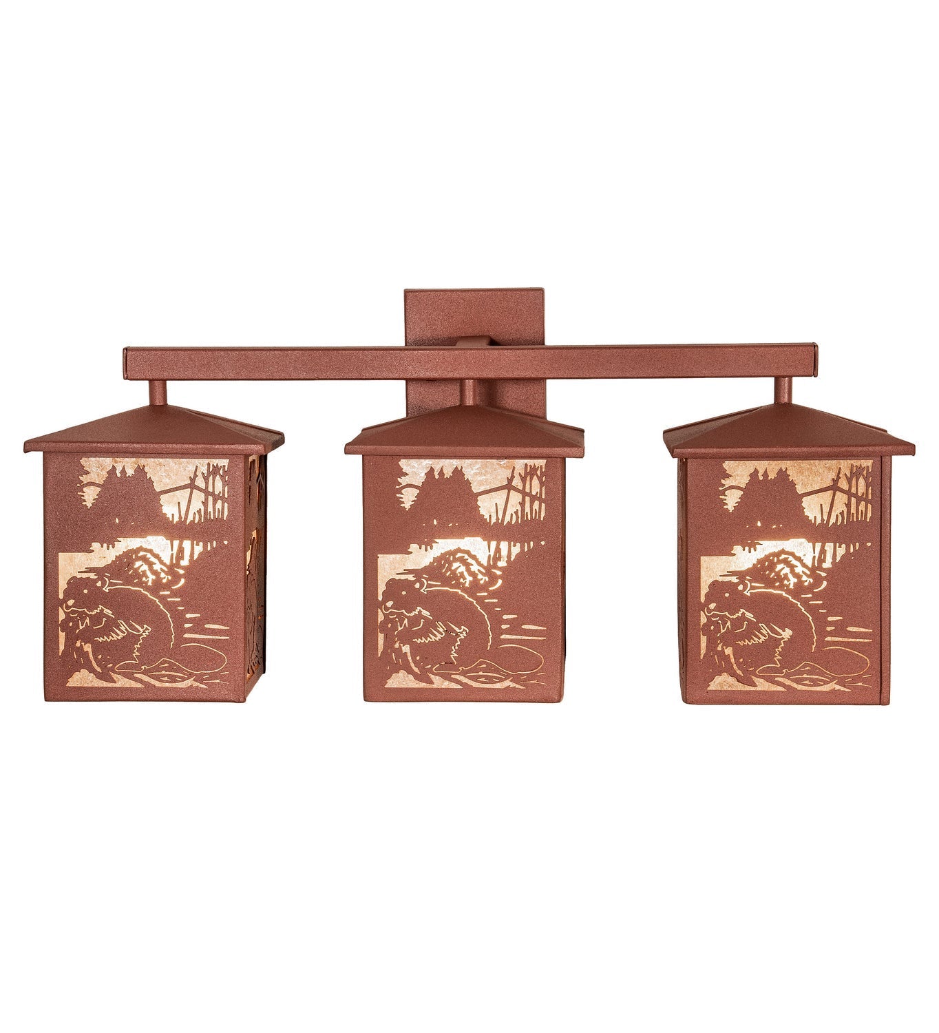 Beaver At Work 27 Inch 3-Light 12.50" Rust LED Wall Sconce detail view 4
