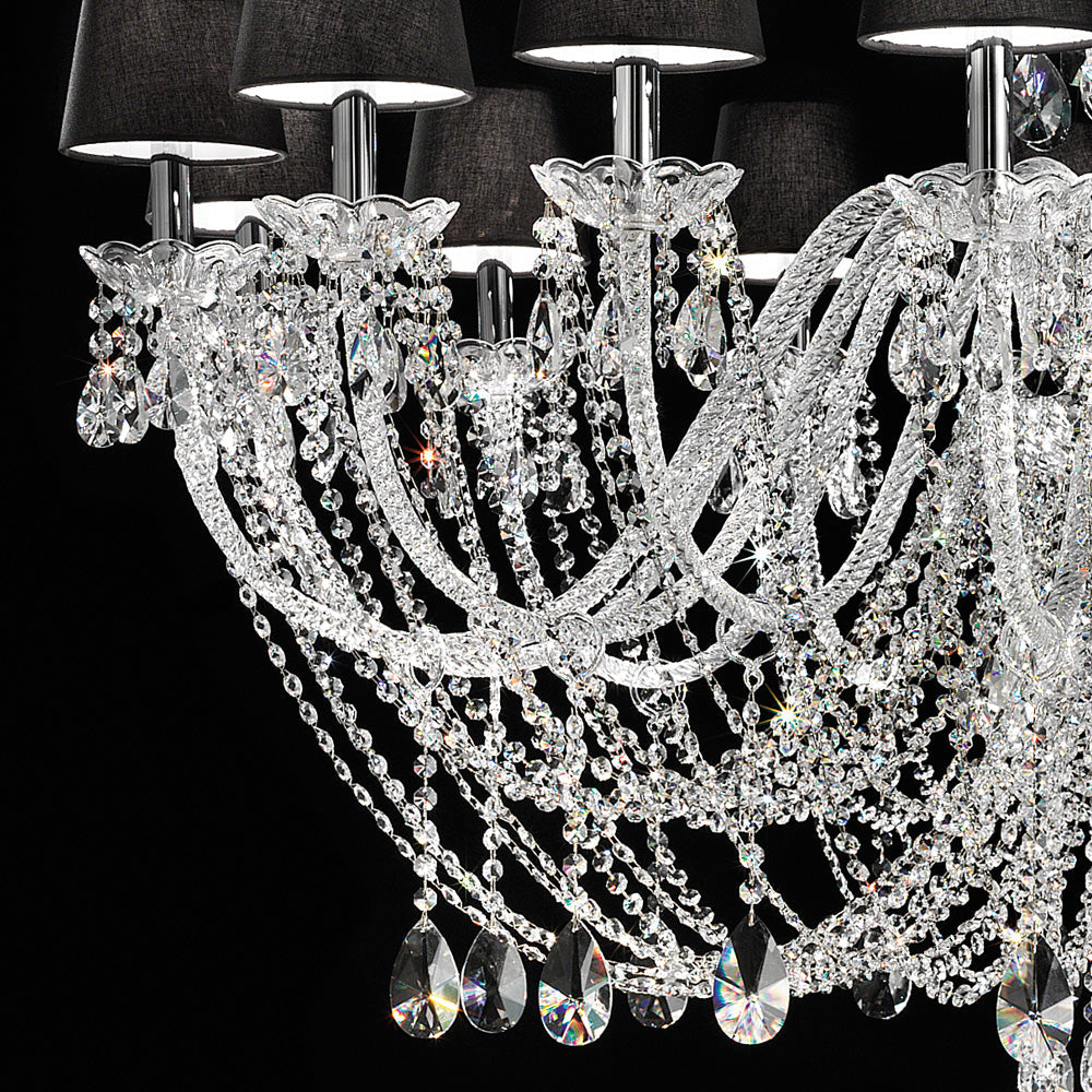 Large Crystal Chandelier with Shades