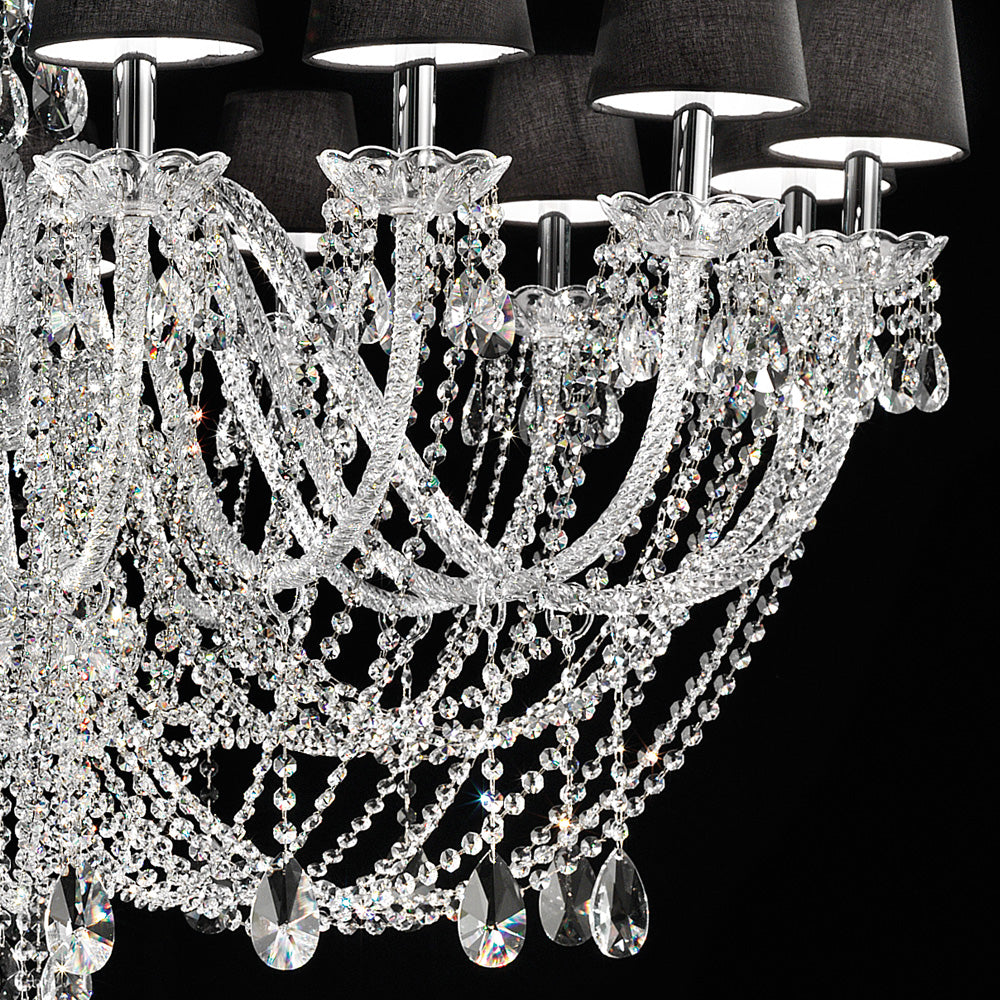Large Crystal Chandelier with Shades