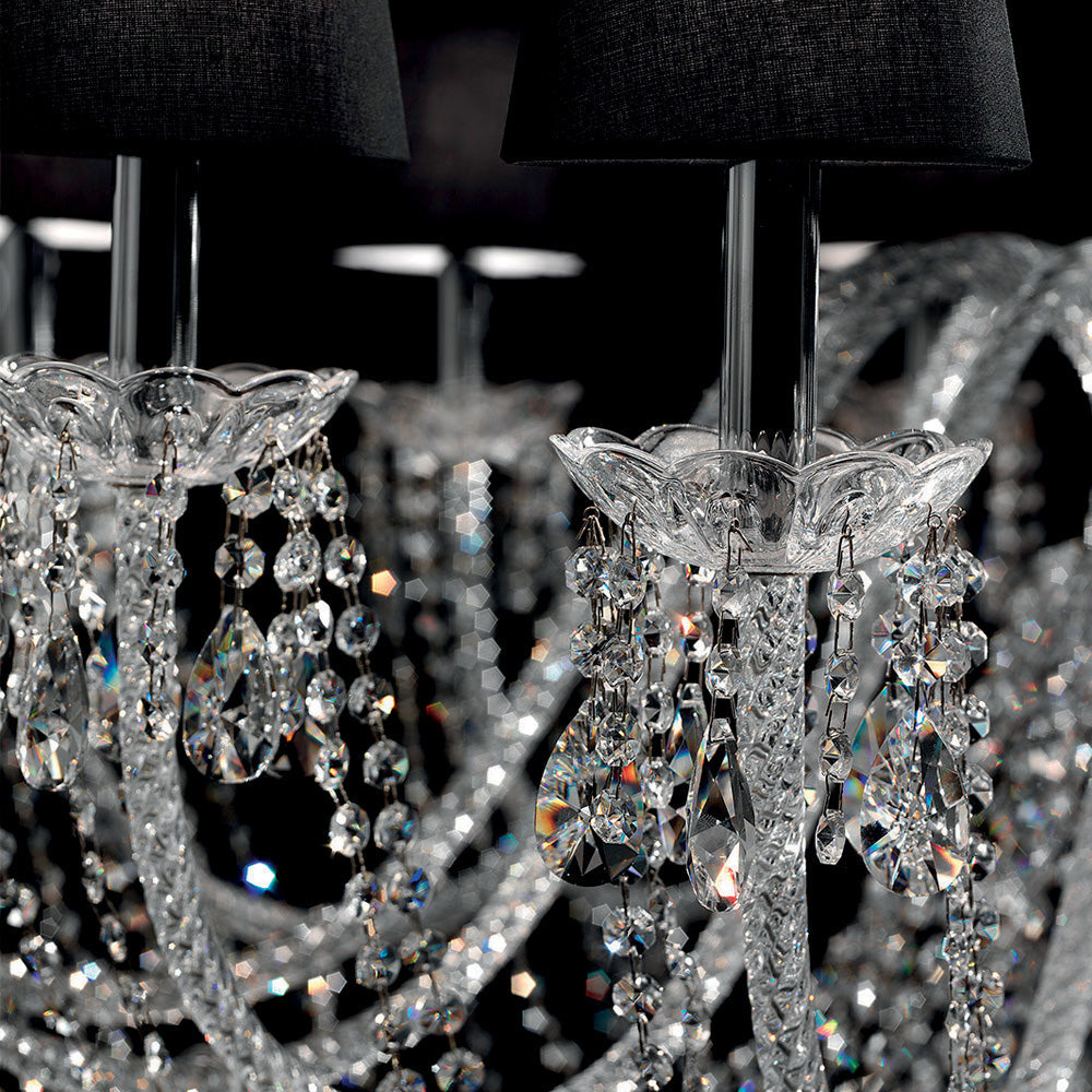 Large Crystal Chandelier with Shades