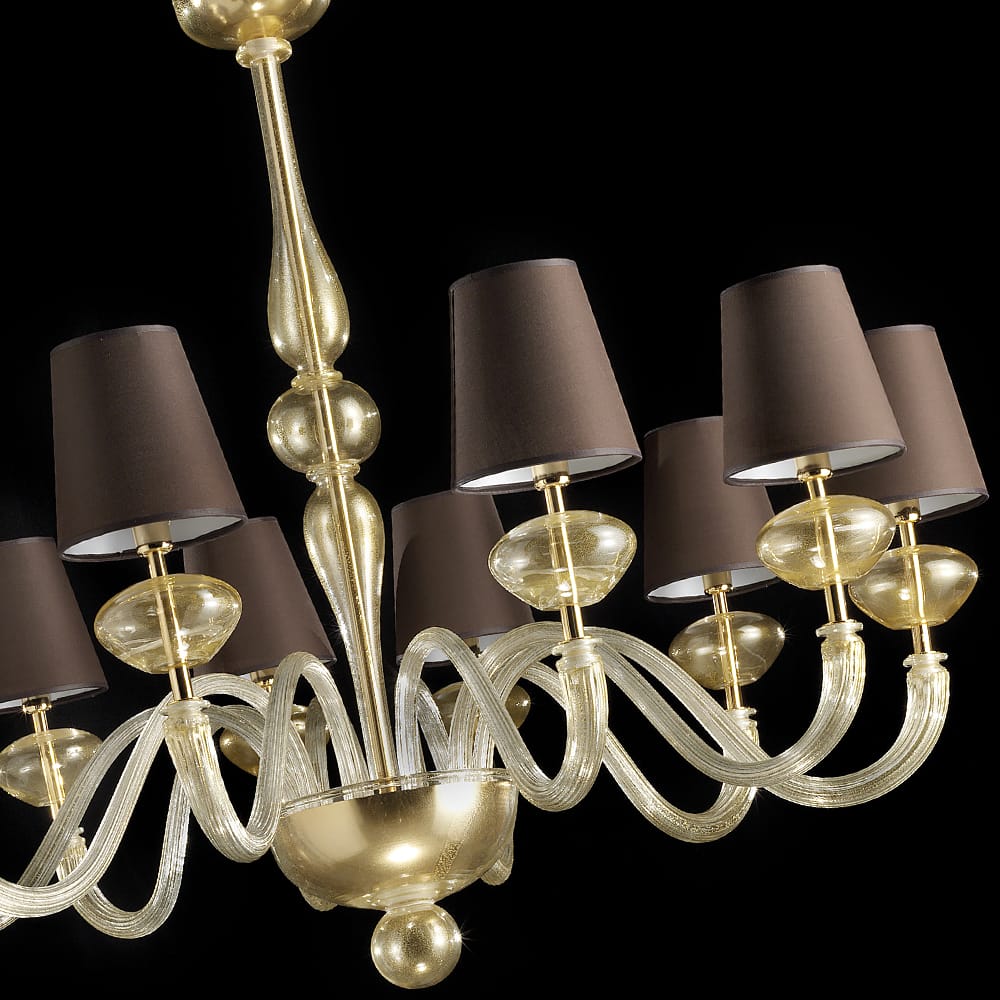 Large Modern Italian Handcrafted Gold Plated Chandelier detail view 3