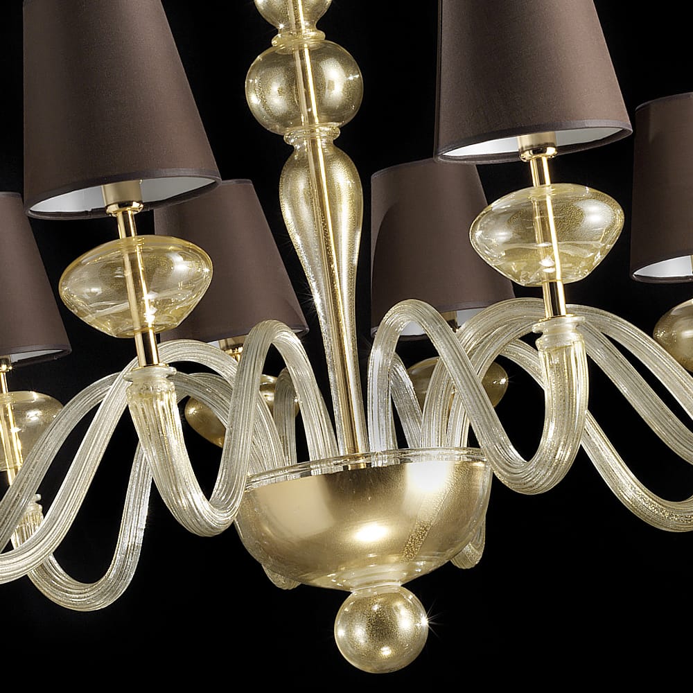 Large Modern Italian Handcrafted Gold Plated Chandelier detail view 2