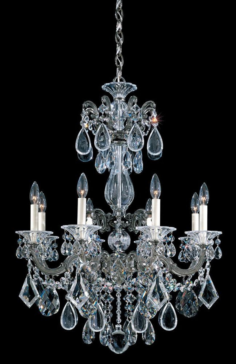La Scala Chandelier, 8-Light, Parchment Gold, Clear Swarovski Crystal, 25"W (5007-27S AV9X5)