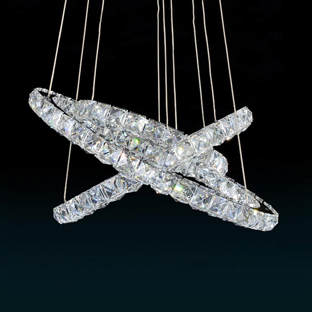 LED 3 Rings Gold Crystal Chandelier Concentric Circles