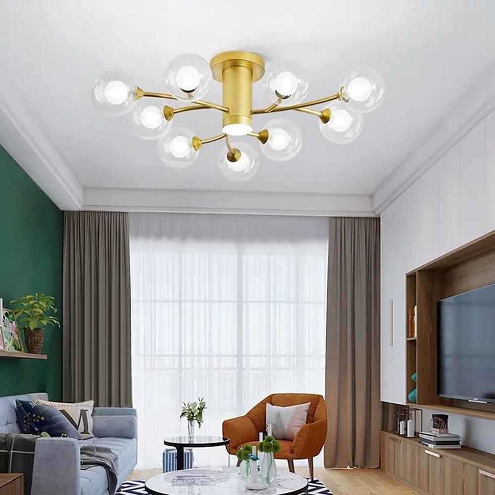 Globe Metal Glass Industrial LED Flush Mount Ceiling