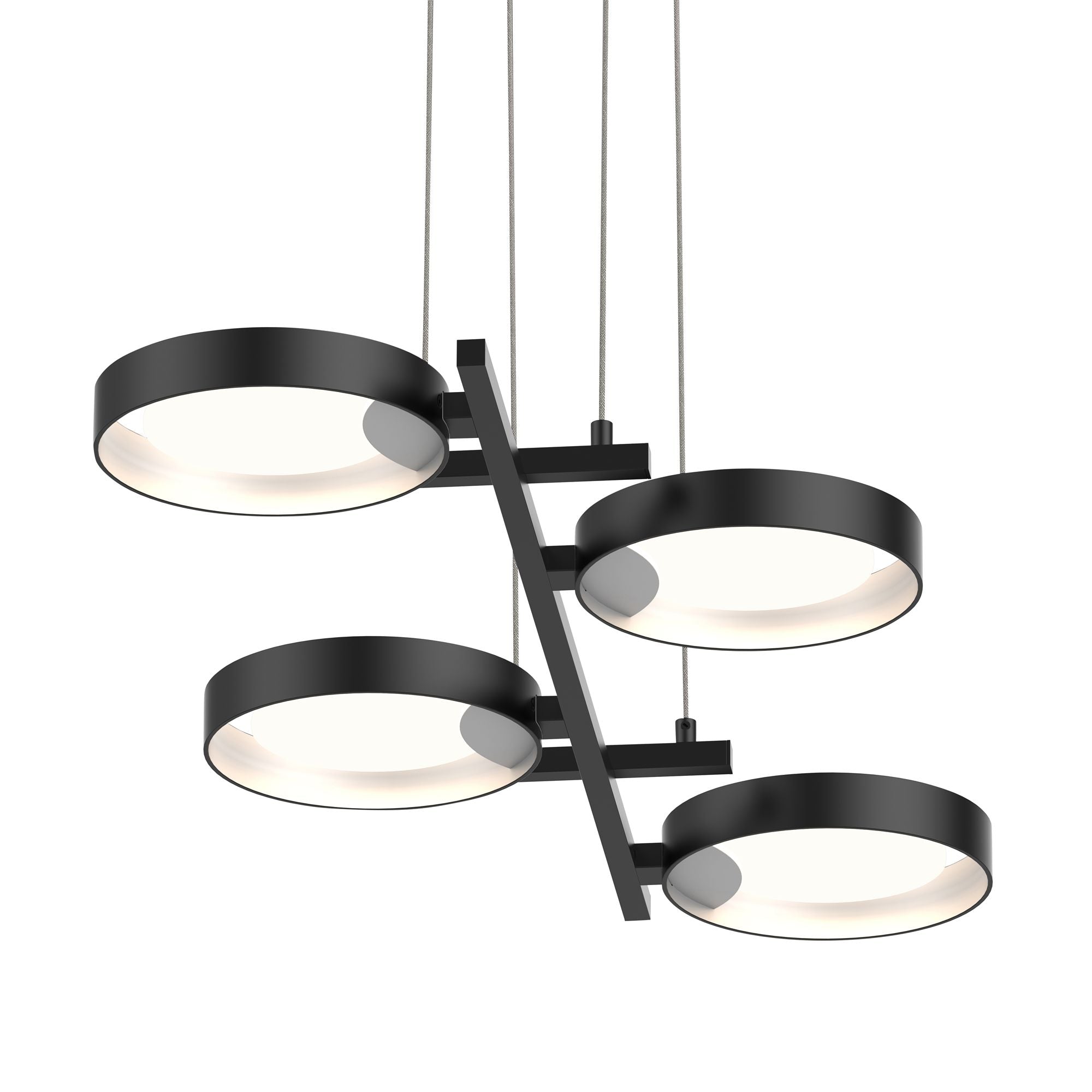 Light Guide 4-Light Satin Black Chandelier
