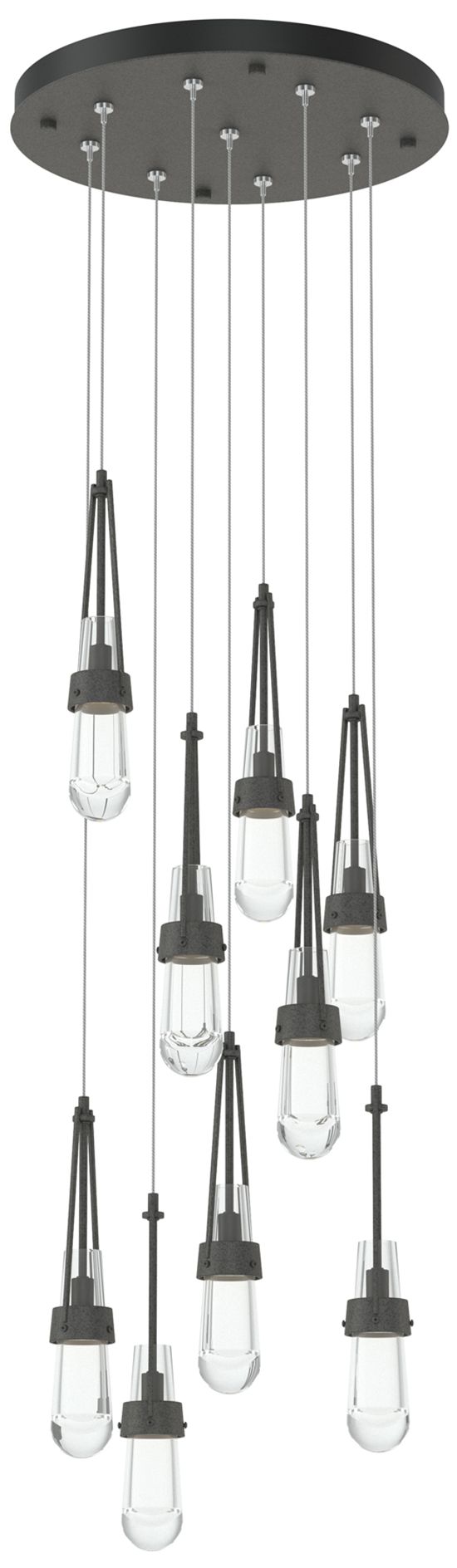 Link 9-Light Clear Round Iron Chandelier