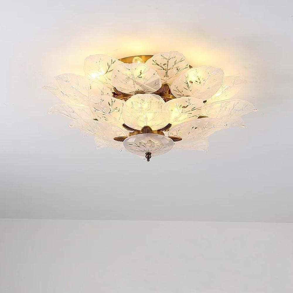 Leaves Flush Mount Ceiling Light Metal Glass Unusual
