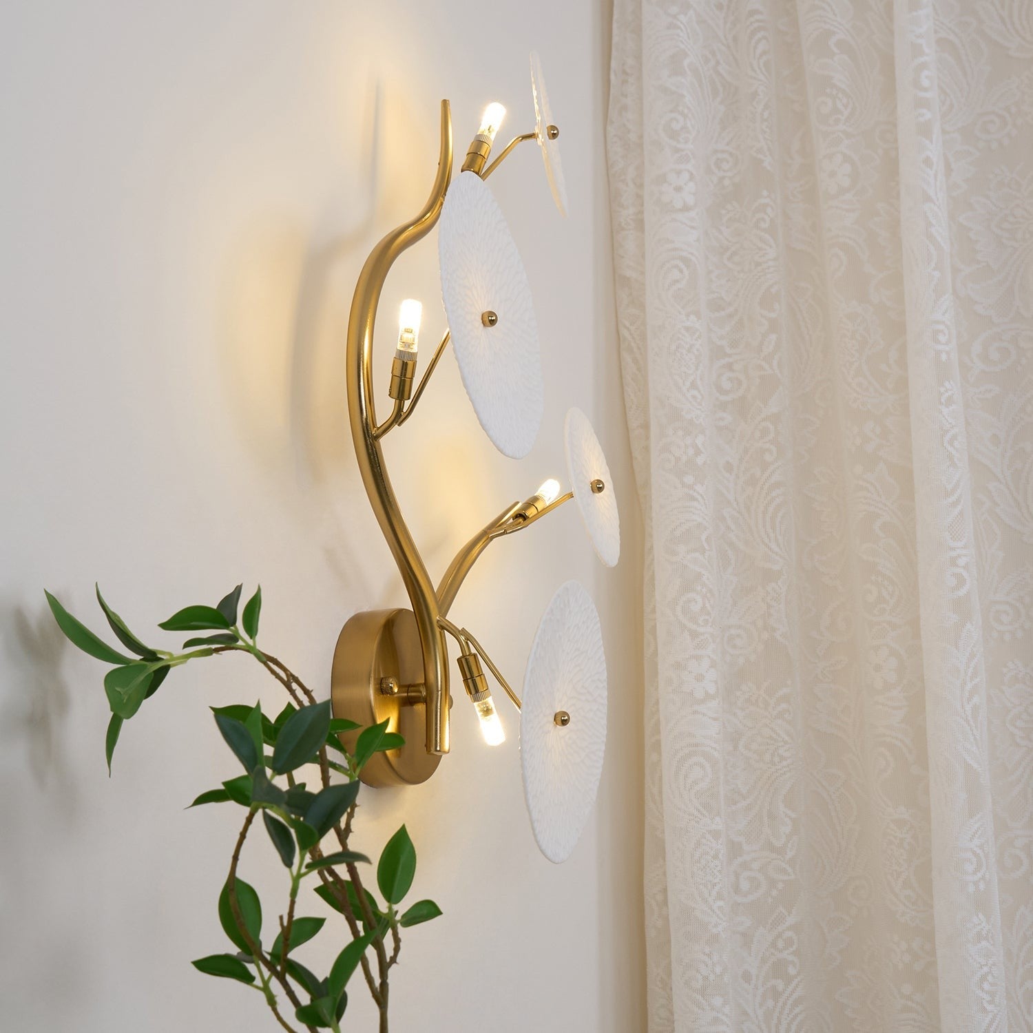 Lotus Cascade Ceramic Wall Light