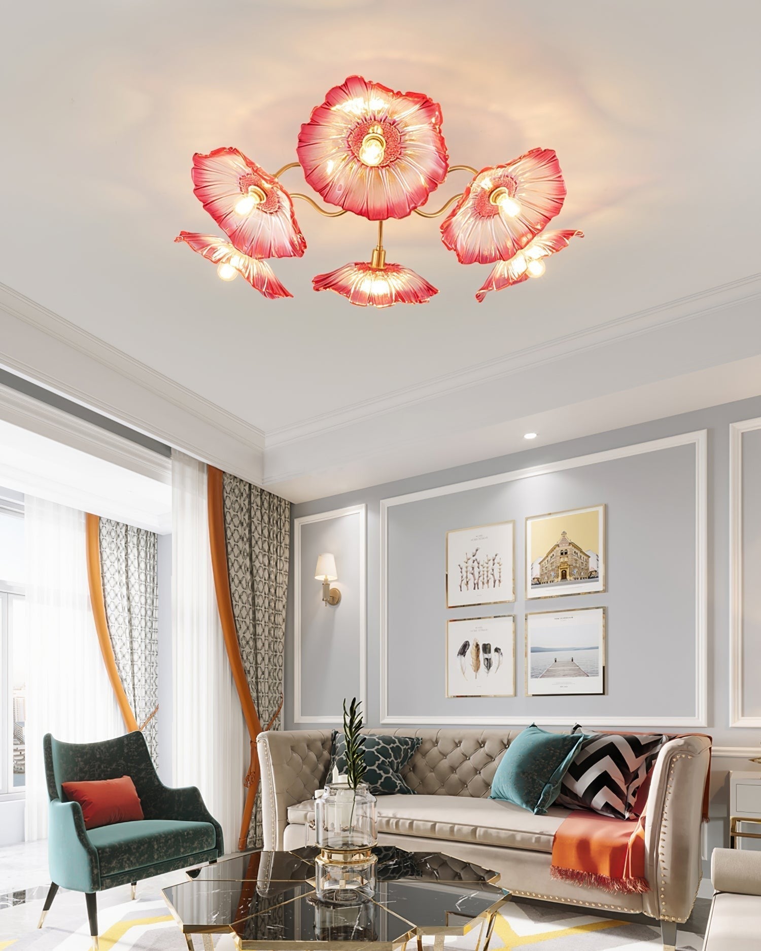 Lotus Frosted Glass Ceiling Light
