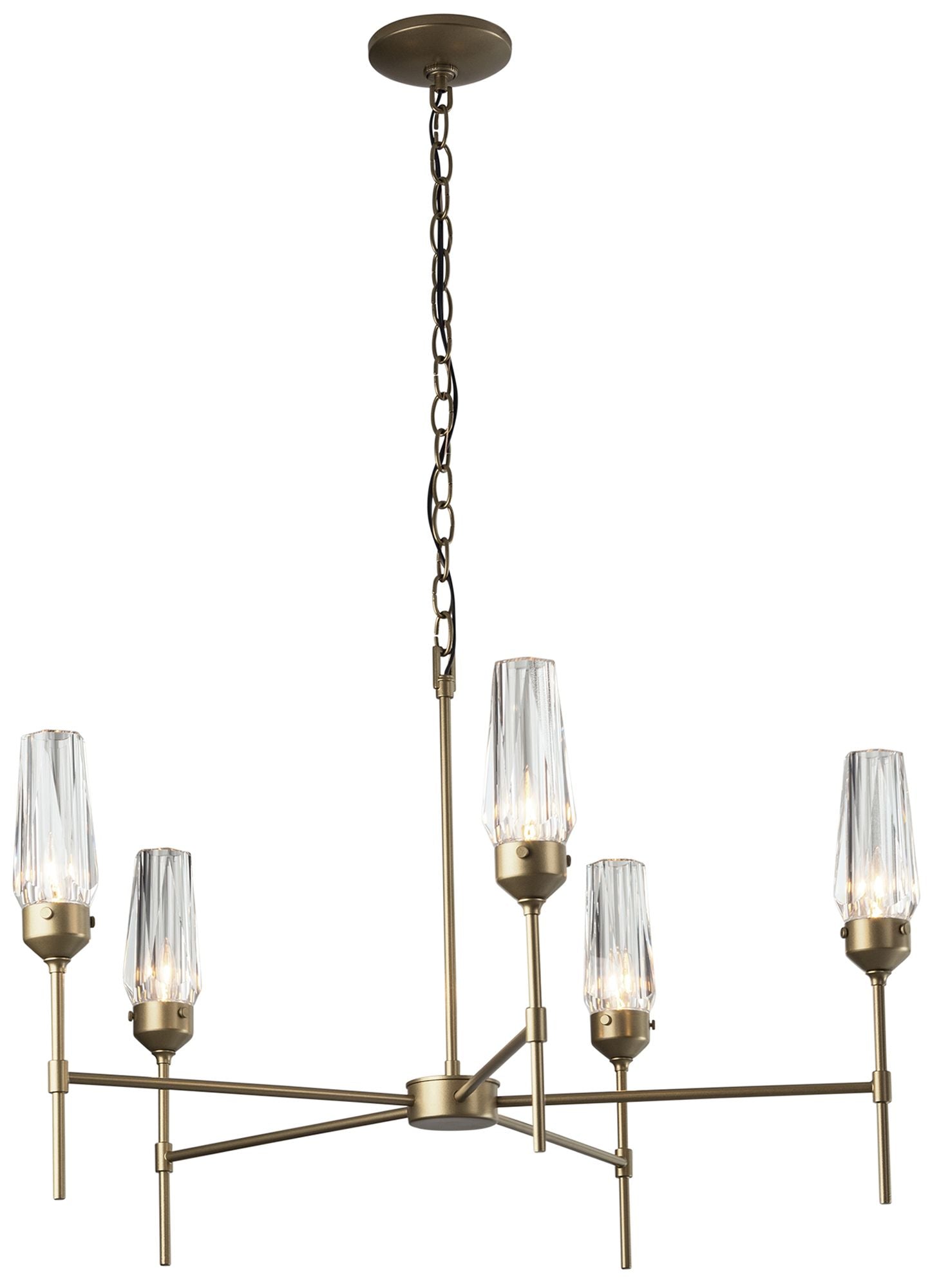 Luma 5 Arm Chandelier Soft Gold Crystal