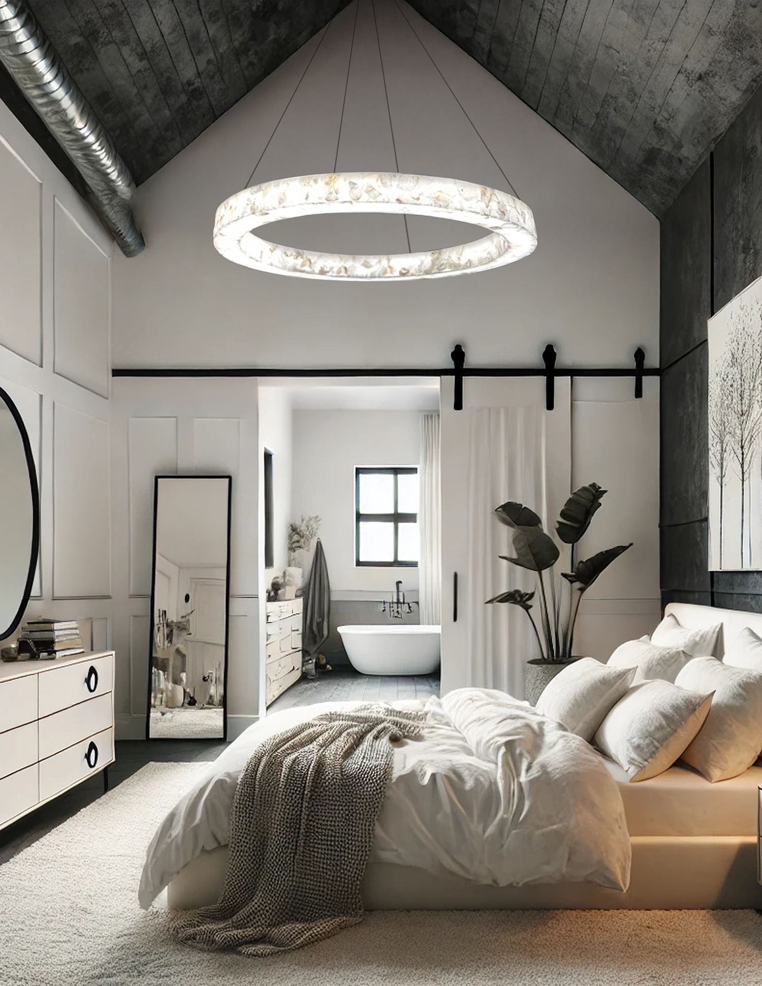 LumenAria Medley 42" Wide Alabaster Rocks Chandelier