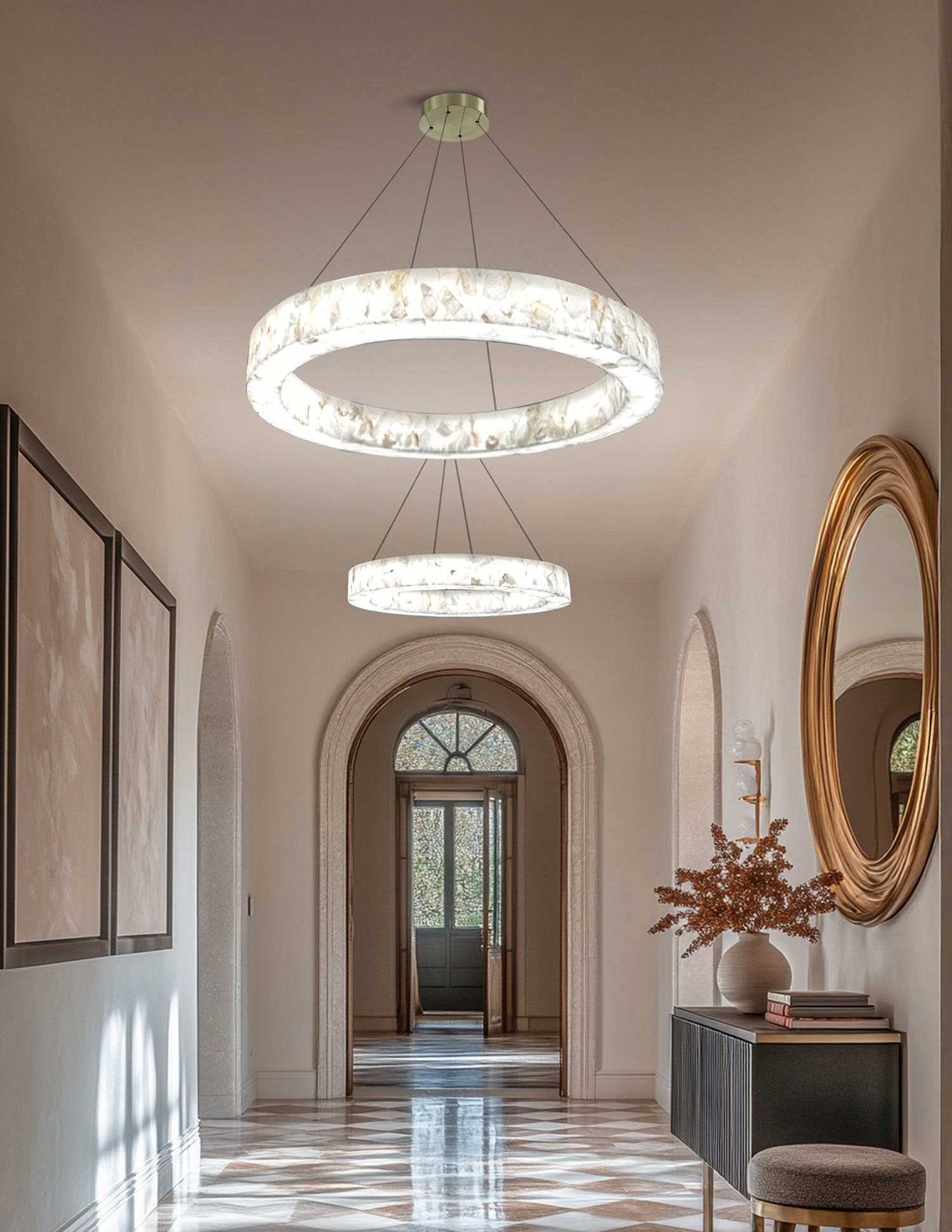 LumenAria Medley 42" Wide Alabaster Rocks Chandelier