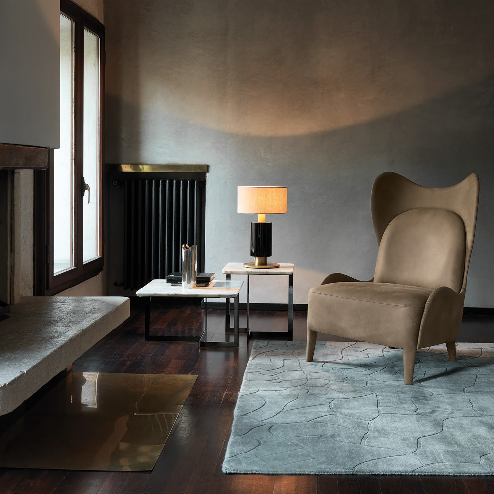Italian Burnished Brass and Ebony Veneer Table Lamp