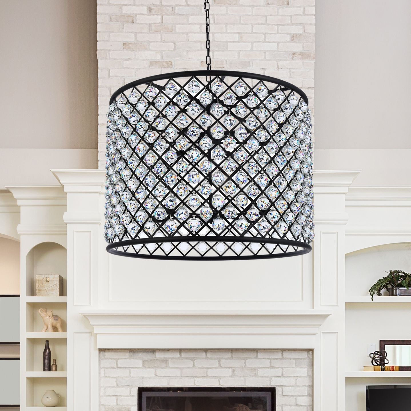 Madison 12-Light Matte Black Chandelier Clear