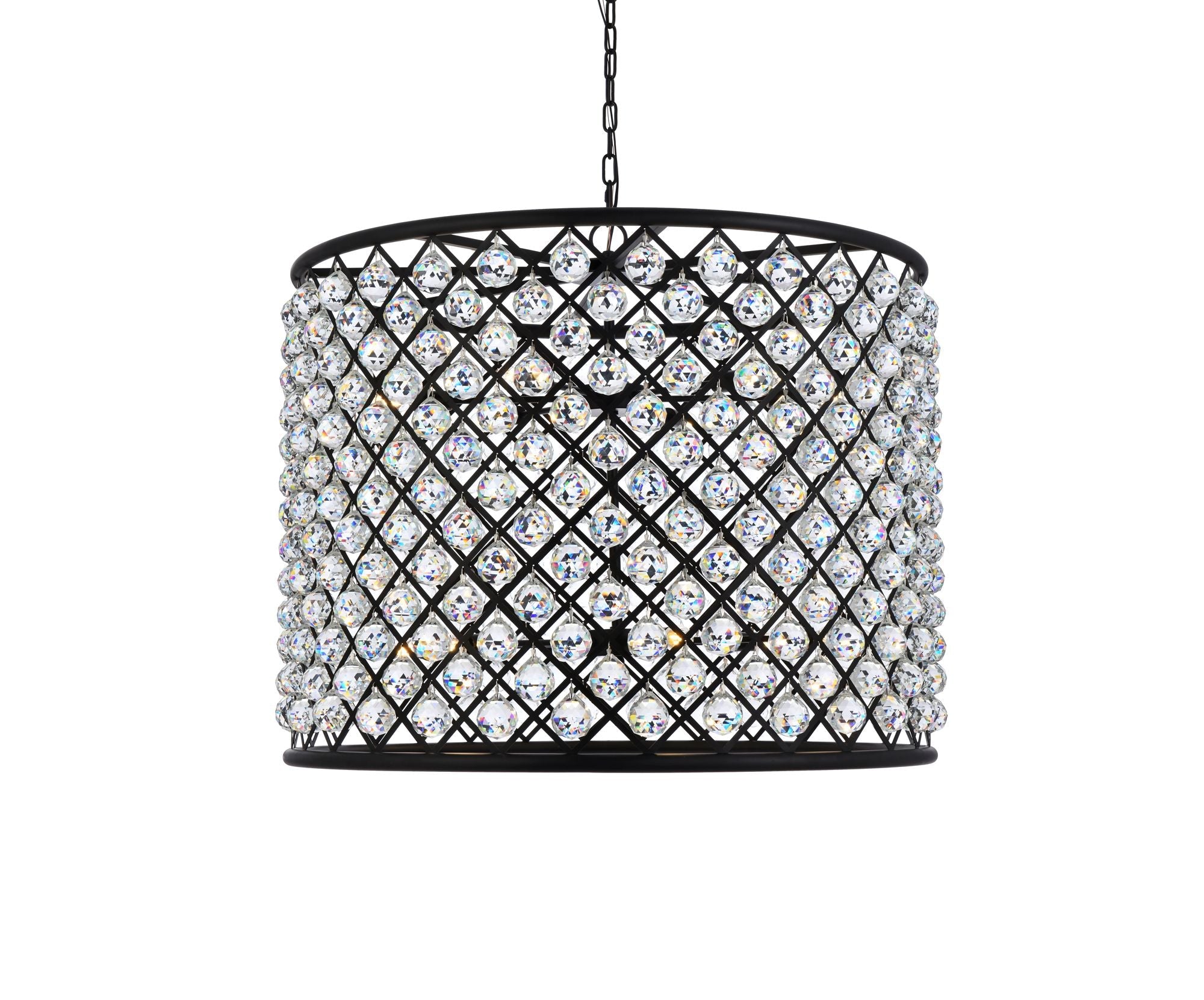 Madison 12-Light Matte Black Chandelier Clear