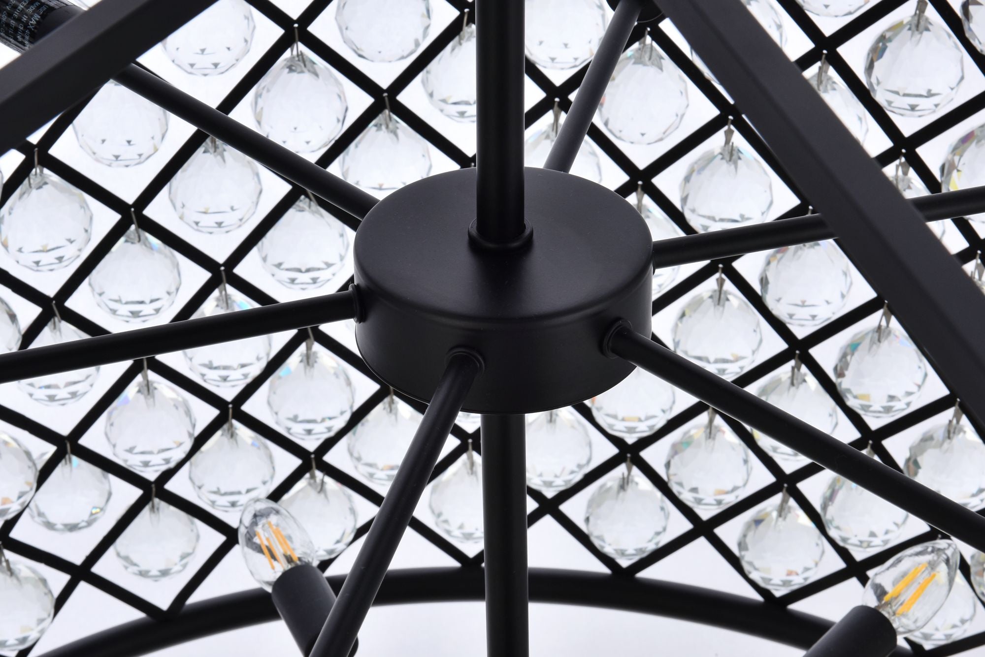Madison 12-Light Matte Black Chandelier Clear