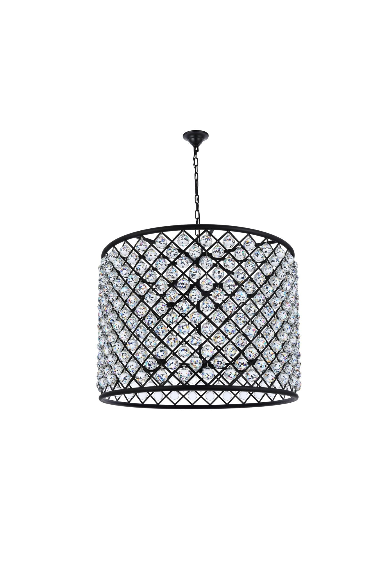 Madison 12-Light Matte Black Chandelier Clear