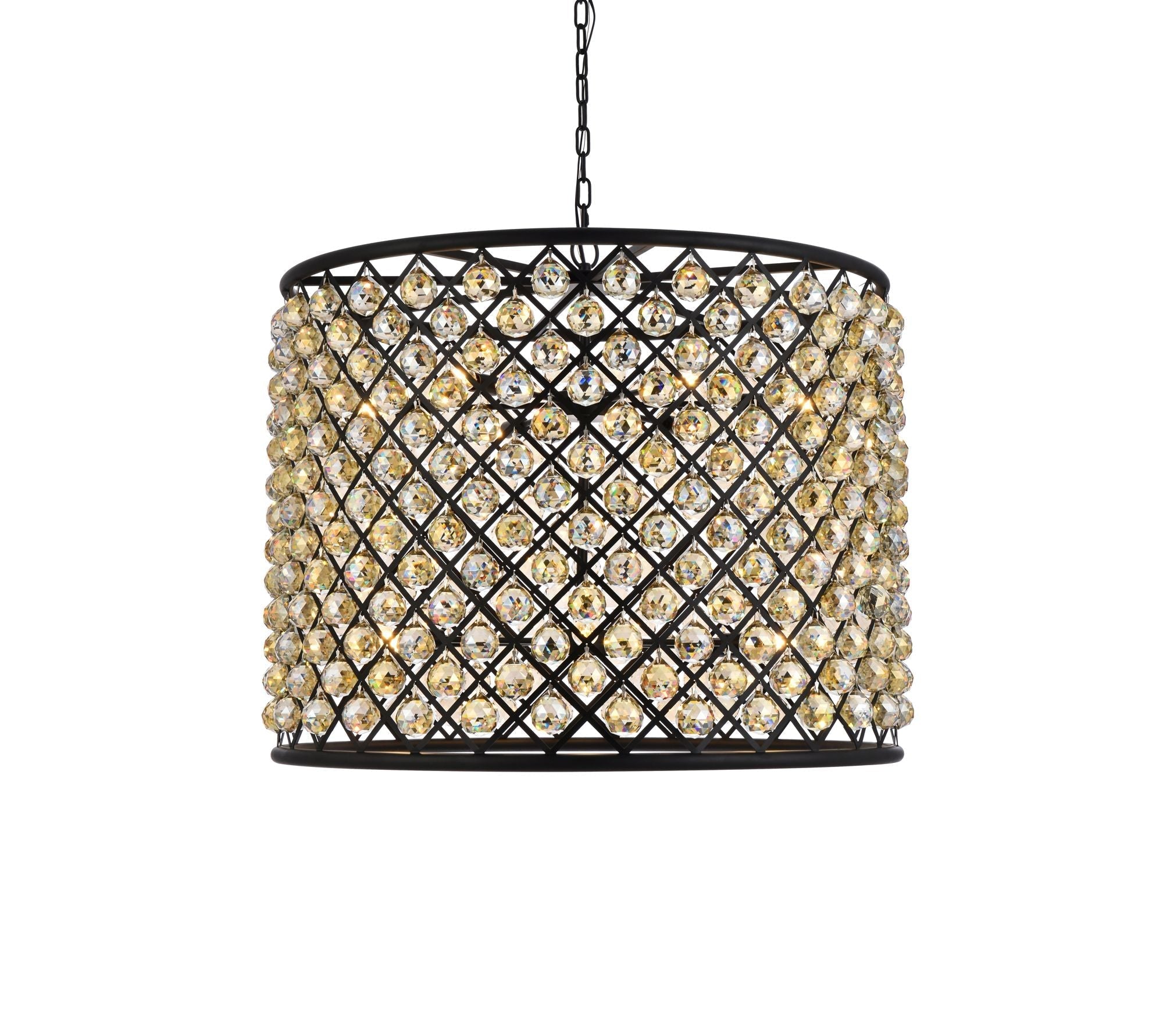 Madison 12-Light Matte Black Chandelier Golden Teak