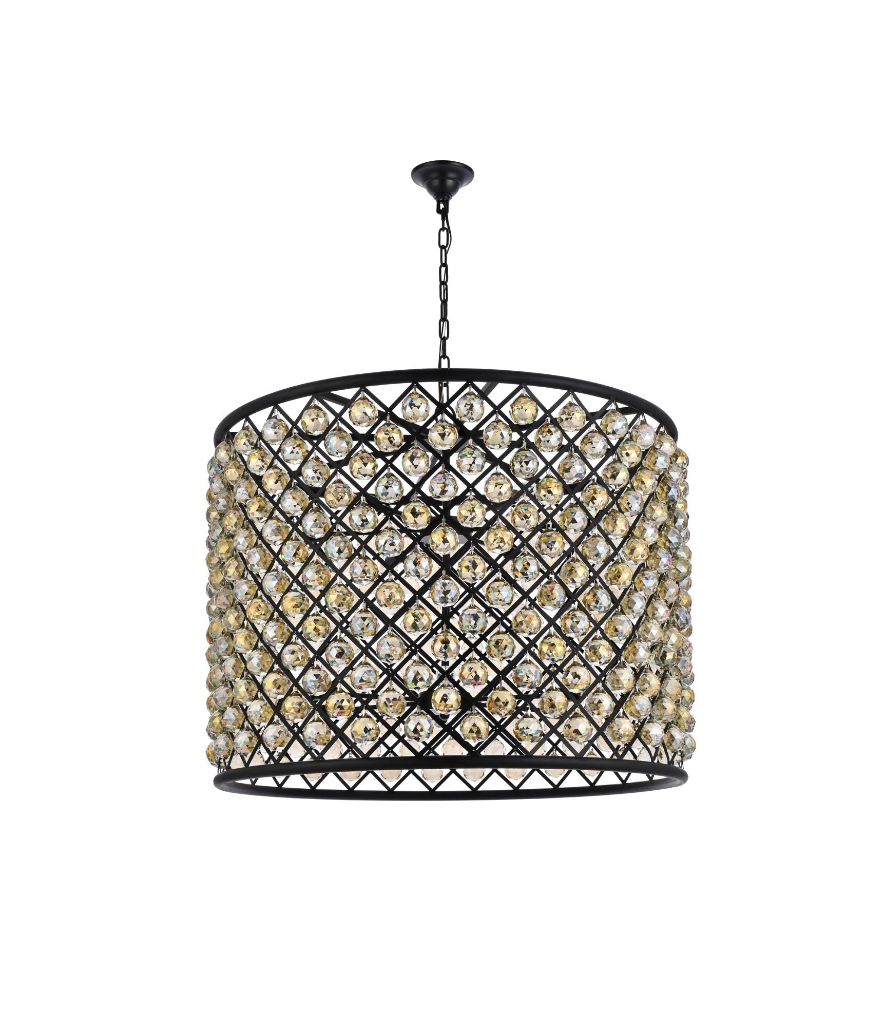 Madison 12-Light Matte Black Chandelier Golden Teak