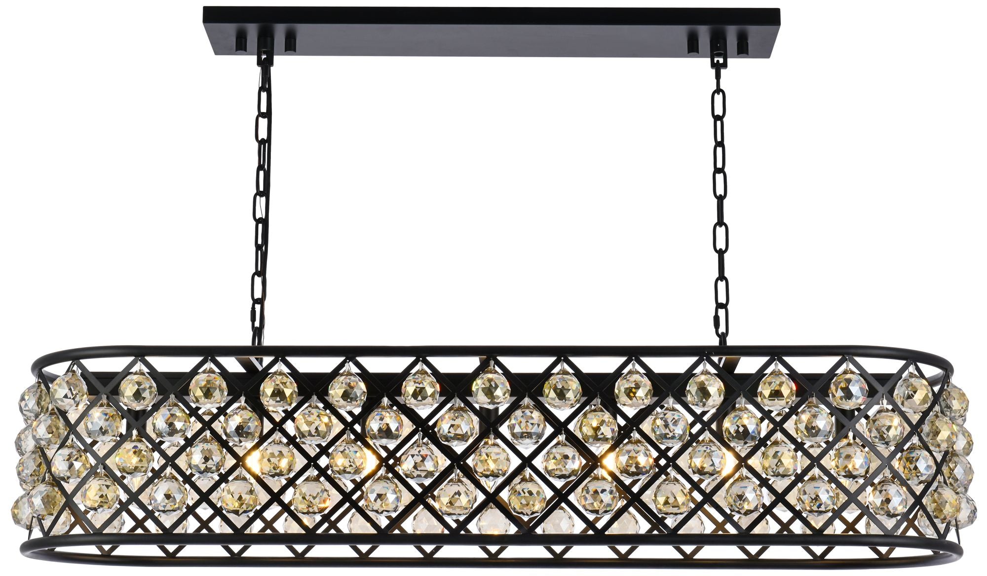 Madison 7-Light Matte Black Chandelier Golden Teak