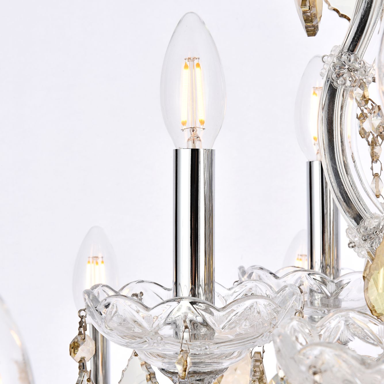Maria Theresa 19-Light Chrome Chandelier Golden Teak