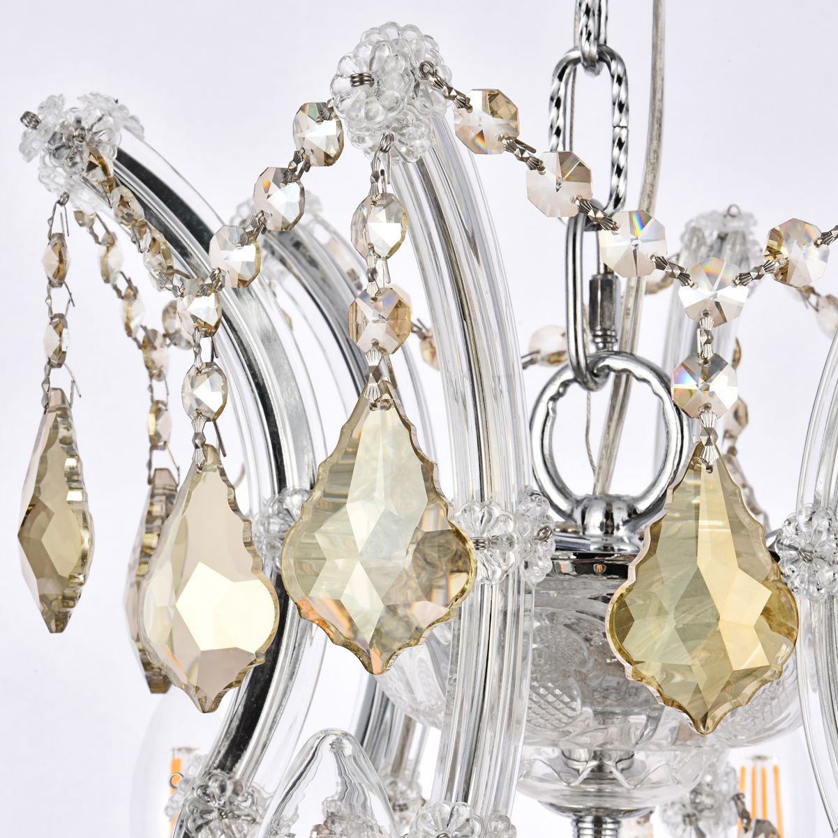 Maria Theresa 19-Light Chrome Chandelier Golden Teak