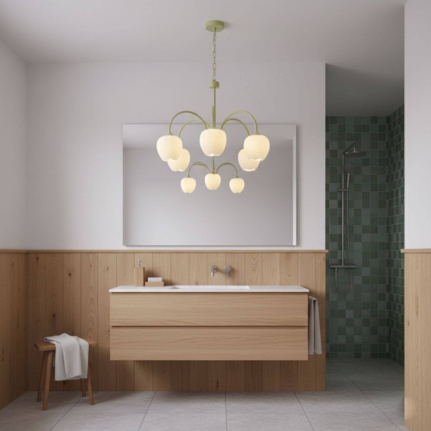 Matcha Bloom Tulip Chandelier detail view 15