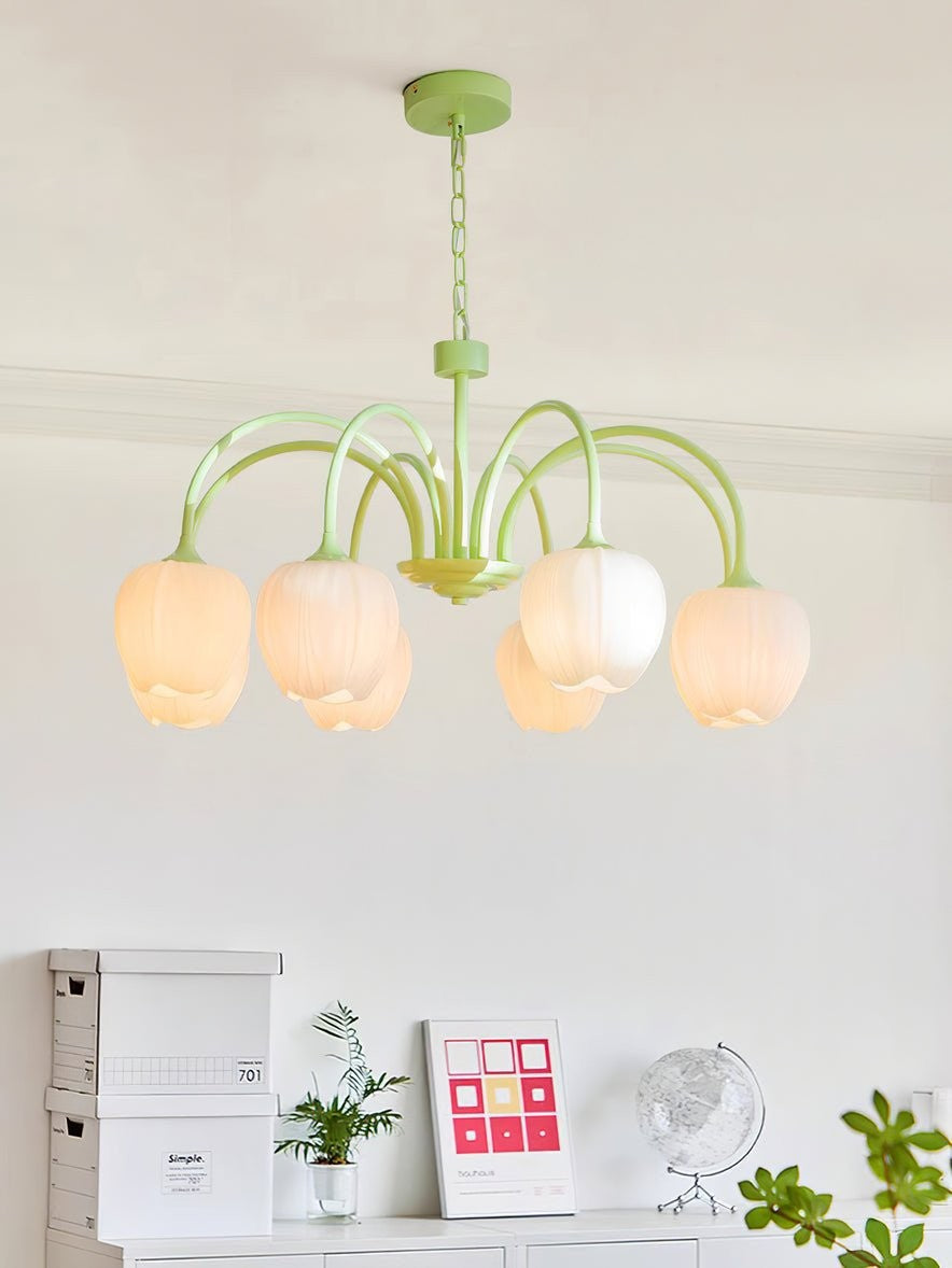 Matcha Bloom Tulip Chandelier detail view 27